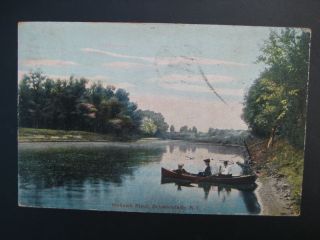 1908 mohawk river schenectady ny lady canoe postcard time left