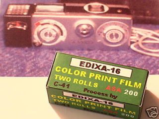 Two Fresh Rolls of EDIXA 16 Color Print 200 Subminiature Camera Film