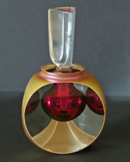   VINTAGE Elite Gold & Ruby Triangle Perfume Flacon 5 Signed & Numbered