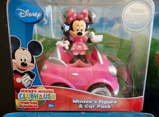   Minnie Mouse Clubhouse Pink TOY CAR & Minnies Figurine 2 Pc Play SET