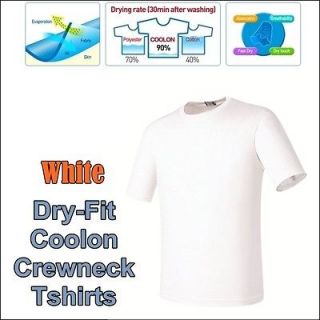 Lsz White Outdoor Plain Dryfit Crewneck tshirts Casual Sportswear Top 