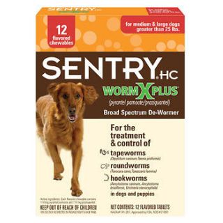 NEW Sentry HC WormX Plus Dewormer (12 Tablets) For MED and LARGE Dogs 