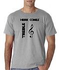 Mens Here Comes Treble Trouble Funny Music Note T Shirt Tee