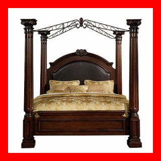 montecito ii queen king canopy poster leather bed only returns