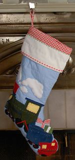 POTTERY BARN TRAIN STOCKING Your name Monogrammed New Christmas 