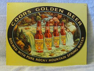 Vintage Coors Golden Beer Sign Tin Drink Den Bar Pub Bottle Garage 