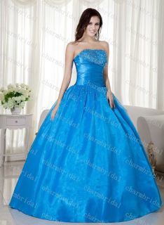 New Cheap Blue Wedding Prom Gown Quinceanera Dress Stock Size 6 8 10 
