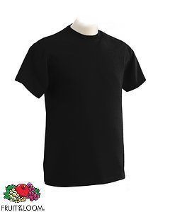 Fruit Of The Loom Cheap Plain BLACK Cotton Tee T Shirts No Logo S 3XL 