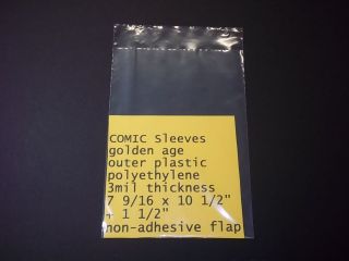 Golden Age Comic Book   OUTER SLEEVES   3mil PLASTIC covers poly bags 