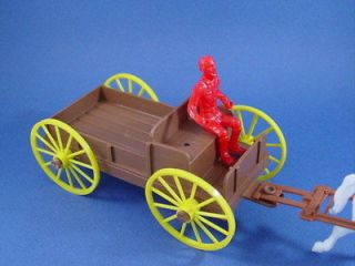 plastic toy soldiers mpc western cowboys playset brown buckboard wagon