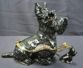 jeweled scottie scottish terrier dog trinket box w pendant time