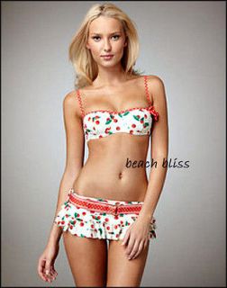 jUICY COUTURE Bikini Swimsuit Cherry Print Underwire Pretty Polka New 