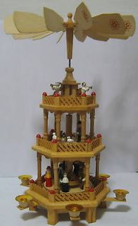   German Natural Wood Christmas Pyramid with figurines 18,9 Tall 5 days