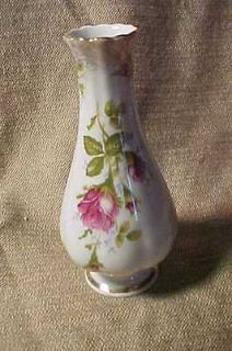 Porcelain Bud vase made in Poland, Chodziez co Pink Roses, Table top 