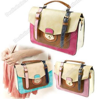 New Womens Fashion Spell Leather Antique Color Matching 