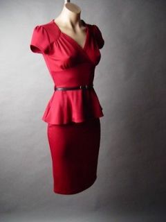 Peplum Vtg y 40s 50s Secretary Old Hollywood Pinup Belted Pencil 