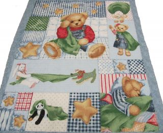 Double Faced Pre Quilted Blue Jean Teddy Blankie Panel 100% Cotton 