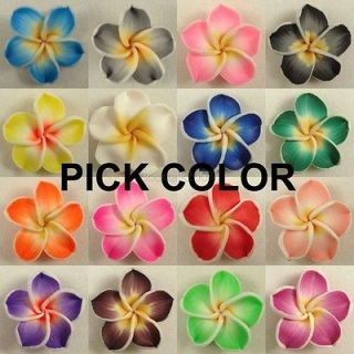50 PCS Pick Color Polymer Clay Fimo Plumeria Flower Beads 30mm