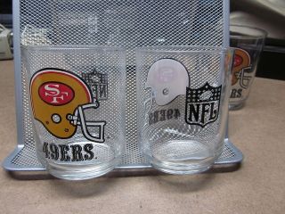   FRANCISCO 49ERS helmet logo drinking glasses vtg high ball NINERS bar