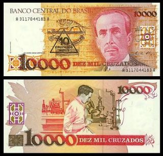 brazil p 218 10 cruzados novos on 10000 unc banknote