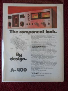 1976 Print Ad Teac A 400 Cassette Player ~ The Component Look