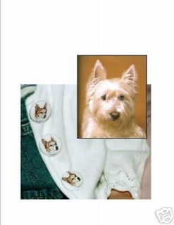   HIGHLAND TERRIER DOG BUTTON COVERS   NO SEWING. See Westie fabric