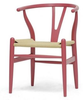   PINK Danish Mid Century Modern Hans Wegner Chair Pink Wishbone Chair