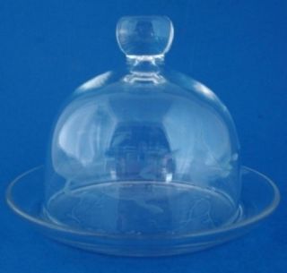 Princess House Glass Heritage Round Butter Cheese Dish Dome Lid