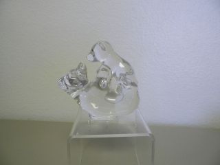 SEVRES CRYSTAL MAMA BEAR & BABY BEAR PAPERWEIGHT MADE IN FRANCE 3 1/4 