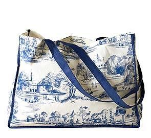Colonial Williamsburg Tote Shopping Bag NEW Blue Toile Reusable Town 