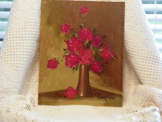 Robert Cox Oil Painting Roses on Canvas On Board Wall Home Decor 