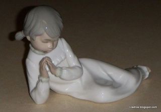 Lladro Zaphir Figurine Girl Praying Laying Down   EXCELLENT GLOSSY 