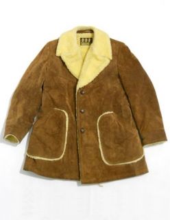 Vintage 70s Robert Lewis SUEDE Shearling Fur SHEEPSKIN Button Front 
