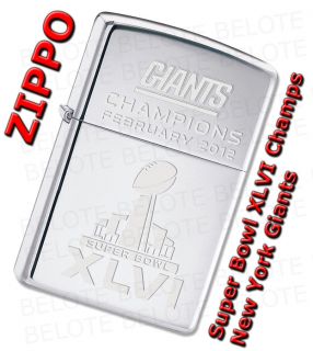 Zippo 2012 NFL Super Bowl XLVI Champion New York Giants Windproof 