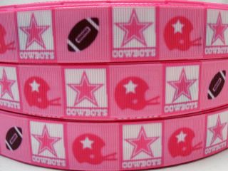 50/100yds 7/8 (22mm) pink cowboy printed grosgrain ribbon Hair bow