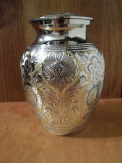 Smaller Gorgeous Silver & Gold Small Brass Urn~5~up to 28 lbs~People 