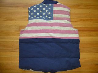 New Ralph Lauren Denim and Supply Navy USA Flag Puffer Down Vest S