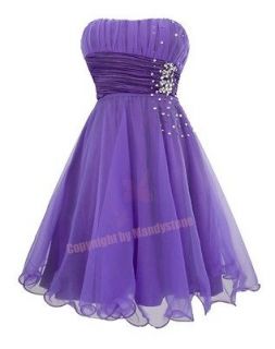 Trendy Chiffon Gem Sequins Folded Wavy Hem Prom Dresses S Purple