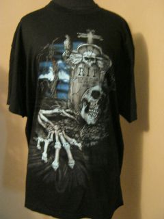 new rip grave skeleton t shirt horror xxl goth punk returns not 