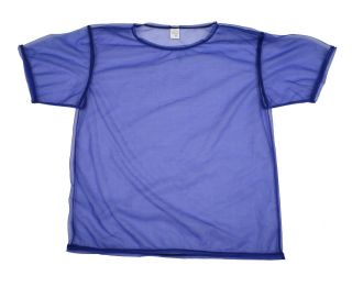 Mens Electric Blue/Purple Nylon Mesh T Shirt Top, Dance Camp Summer 