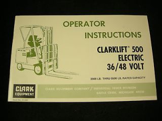 Clark Clarklift 500 Electric 36/48 Volt Forklift Operation Operator 