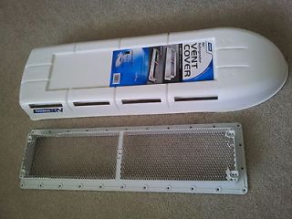 WHITE RV REFRIGERATOR VENT COVER WITH BASE AND HARDWARE CAMCO