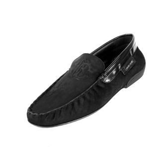 Roberto Cavalli Mens Casual Shoe Black Suede Leather Devore Nero 
