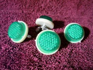 GREEN WHITE SAFETY REFLECTORS AUTO BICYCLE LICENCE PLATE TAG BOLTS 