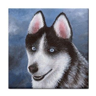 Ceramic Tile Coaster from original painting art Dog 96 Siberian Husky