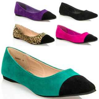Womens Shoes Pointed Cap Toe Suede Ballet Flats Black Purple Green 