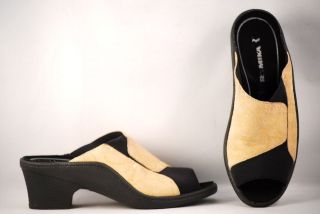 Womens Romika Beige/Black Neoprene Slide Sandals US 6.5 EUR 37