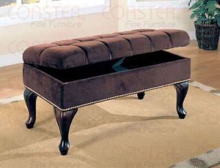 Dark Brown Fabric Upholstered Storage Bench by Coaster 300095