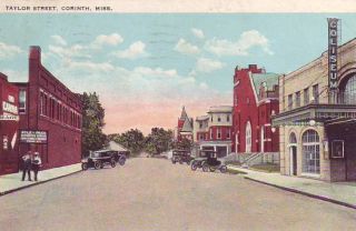 Vintage Victorian Street Scene Postcard/Corinth Mississippi/Coliseum 