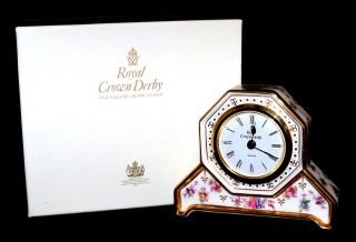 royal crown derby royal antoinette 22ct desk clock time left